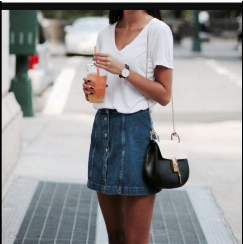 Brandy Melville Button Front Denim Mini Skirt Size 29